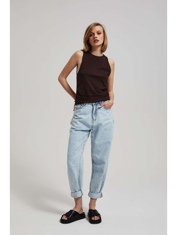 Moodo Tamnosmeđi top sa naborima sa strane Moodo