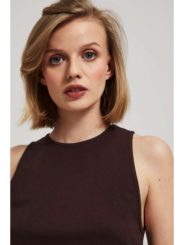 Moodo Tamnosmeđi top sa naborima sa strane Moodo