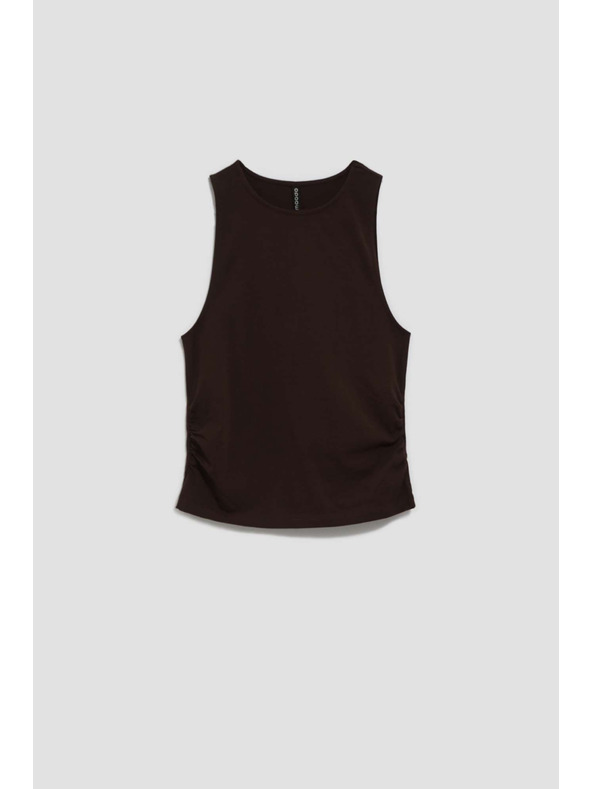 Moodo Tamnosmeđi top sa naborima sa strane Moodo