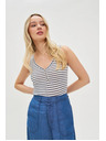 Moodo Bijeli prugasti top s gumbima Moodo