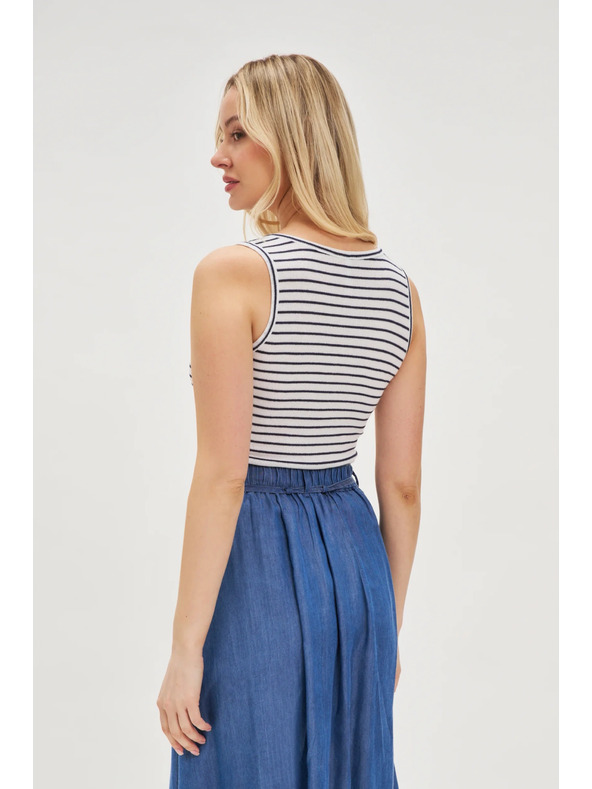 Moodo Bijeli prugasti top s gumbima Moodo