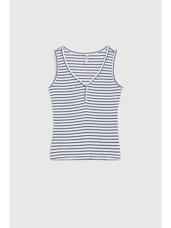 Moodo Bijeli prugasti top s gumbima Moodo