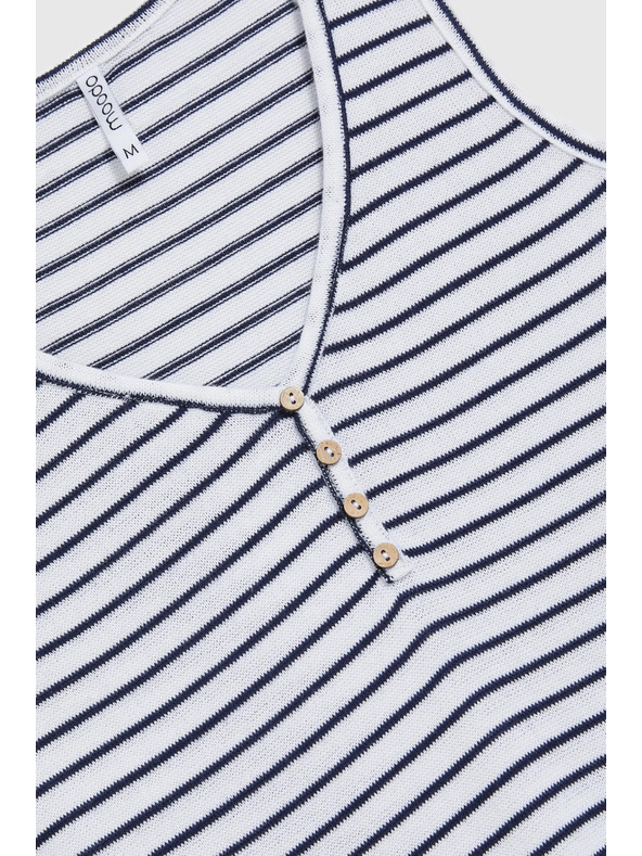 Moodo Bijeli prugasti top s gumbima Moodo