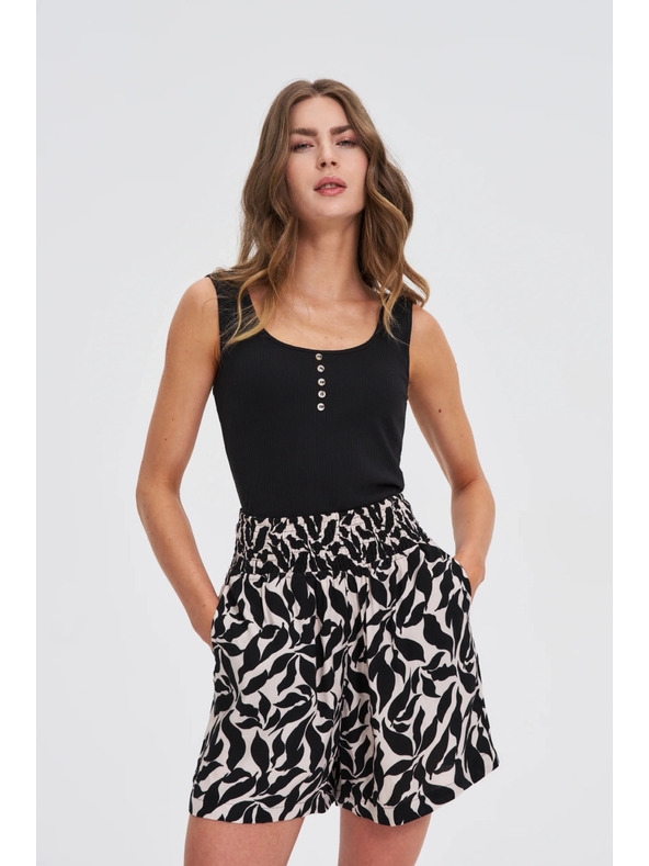 Moodo Rebrasti top s gumbima crni Moodo