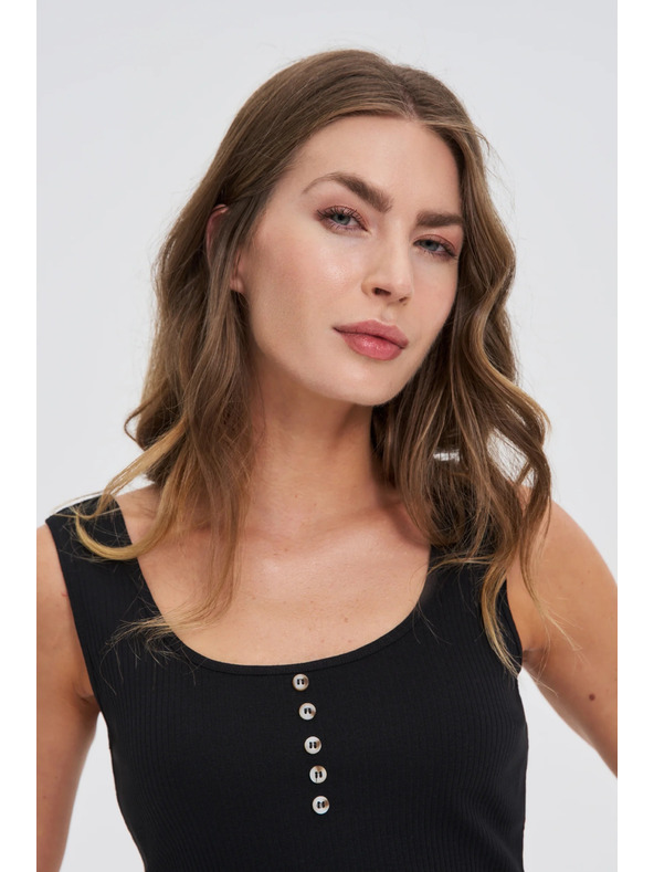 Moodo Rebrasti top s gumbima crni Moodo
