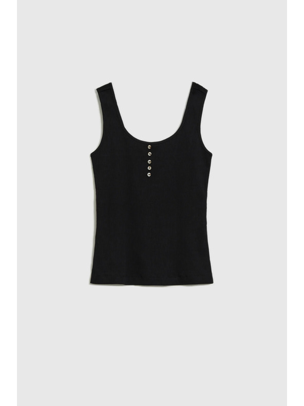 Moodo Rebrasti top s gumbima crni Moodo