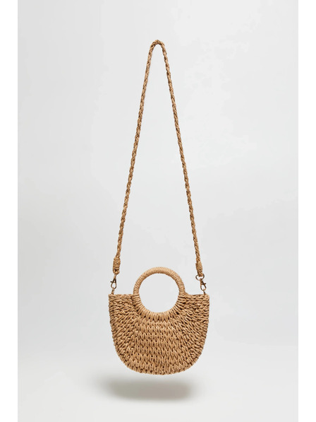 Moodo Pletena bež torba s okruglom ručkom Moodo