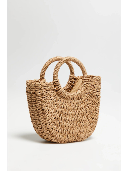 Moodo Pletena bež torba s okruglom ručkom Moodo