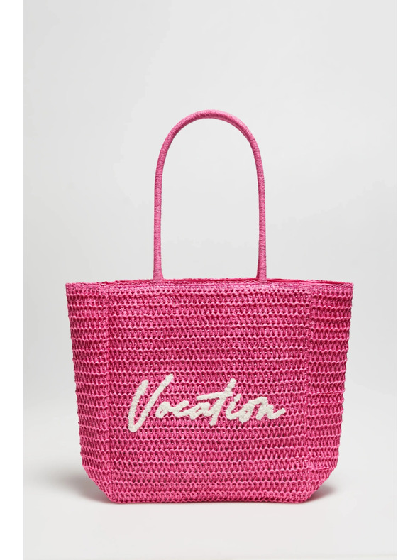 Moodo Pletena ružičasta torba s natpisom Moodo
