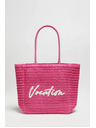Moodo Pletena ružičasta torba s natpisom Moodo