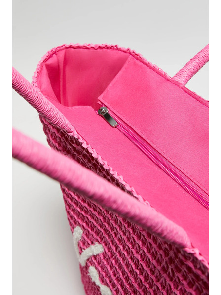 Moodo Pletena ružičasta torba s natpisom Moodo