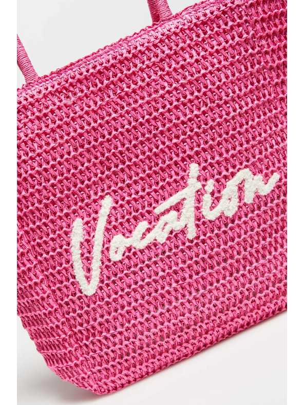 Moodo Pletena ružičasta torba s natpisom Moodo