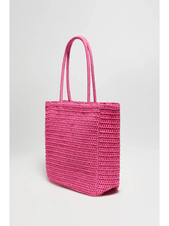 Moodo Pletena ružičasta torba s natpisom Moodo