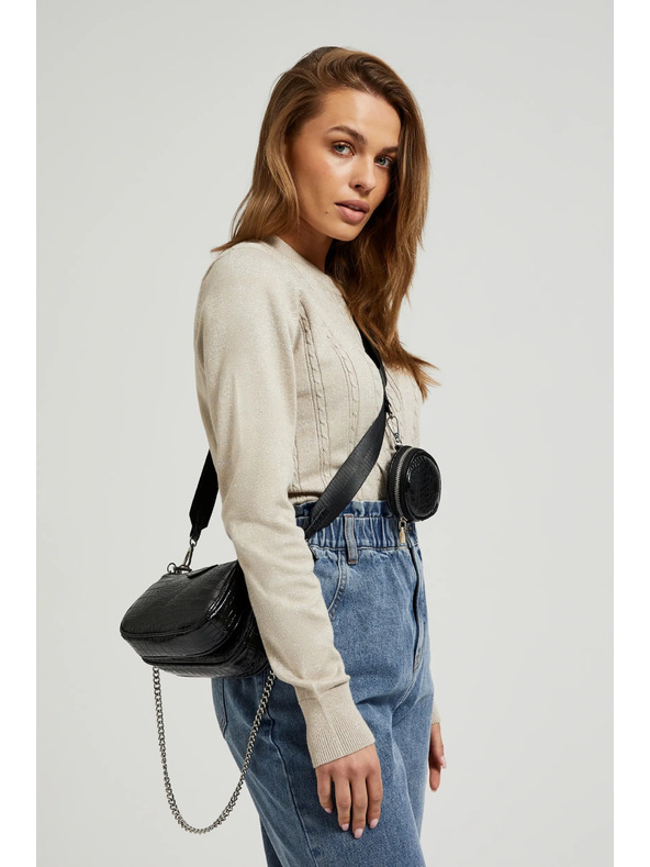 Moodo Dvostruka torba s efektom zmijske kože crna Moodo