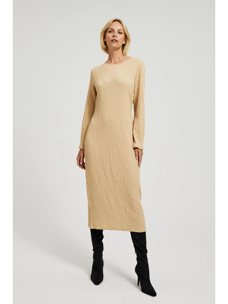 Moodo Bež midi haljine s dugim rukavima Moodo