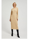 Moodo Bež midi haljine s dugim rukavima Moodo