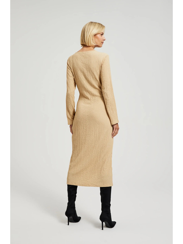 Moodo Bež midi haljine s dugim rukavima Moodo