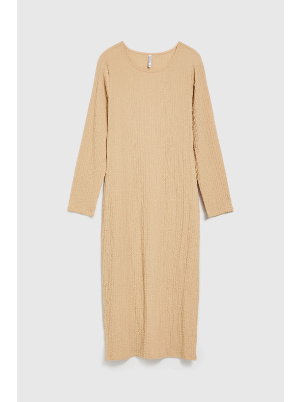 Moodo Bež midi haljine s dugim rukavima Moodo