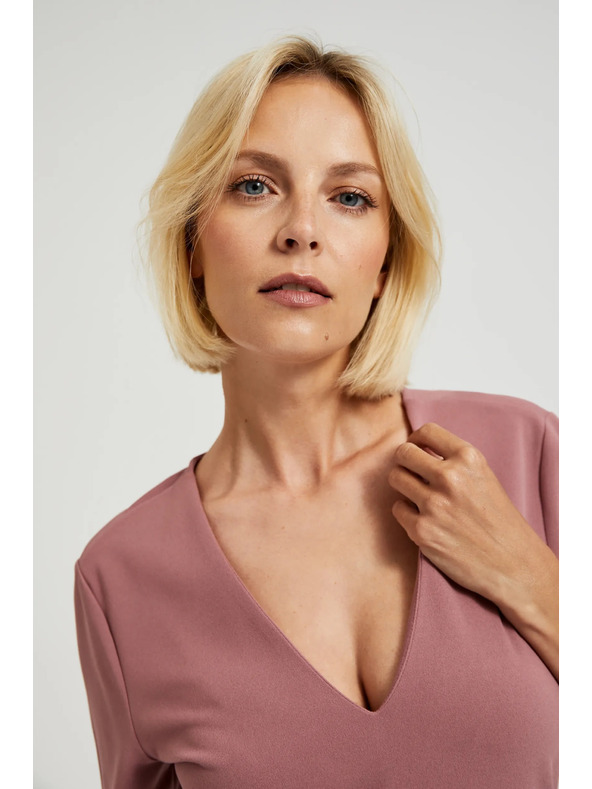 Moodo Glatke haljine u V izrezu puder ružičaste Moodo