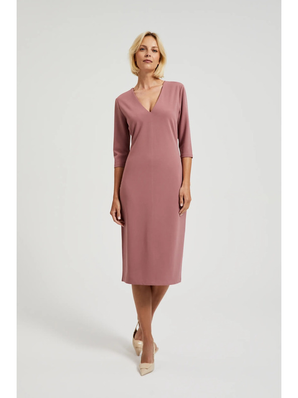 Moodo Glatke haljine u V izrezu puder ružičaste Moodo