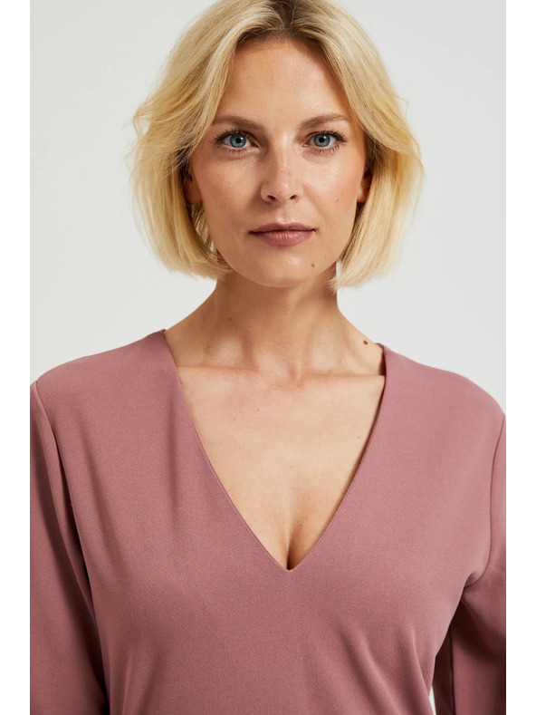 Moodo Glatke haljine u V izrezu puder ružičaste Moodo