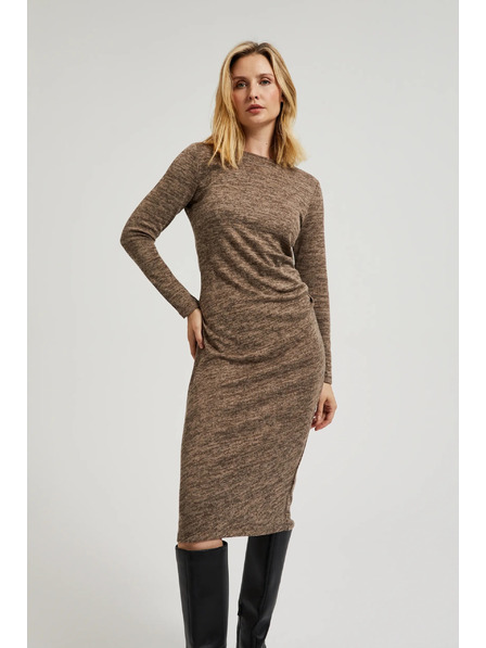 Moodo Smeđe midi haljine s naborima Moodo