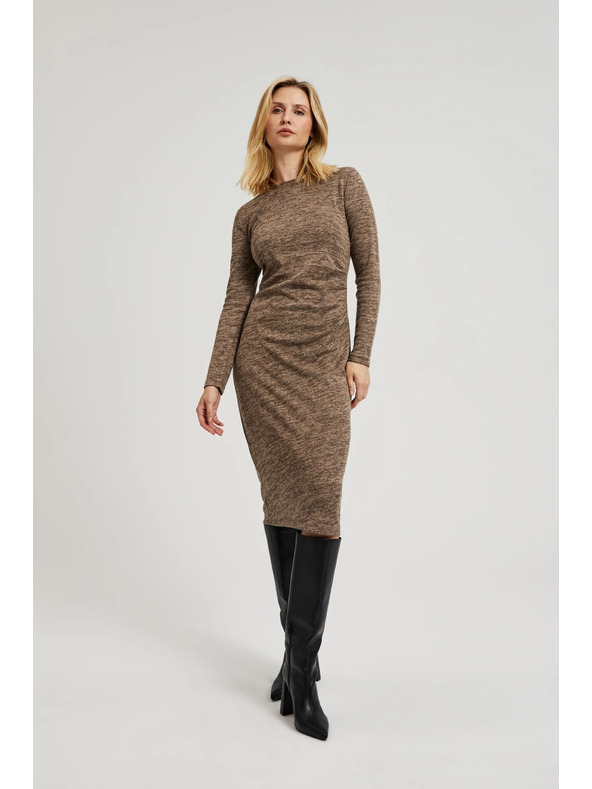 Moodo Smeđe midi haljine s naborima Moodo