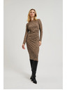 Moodo Smeđe midi haljine s naborima Moodo