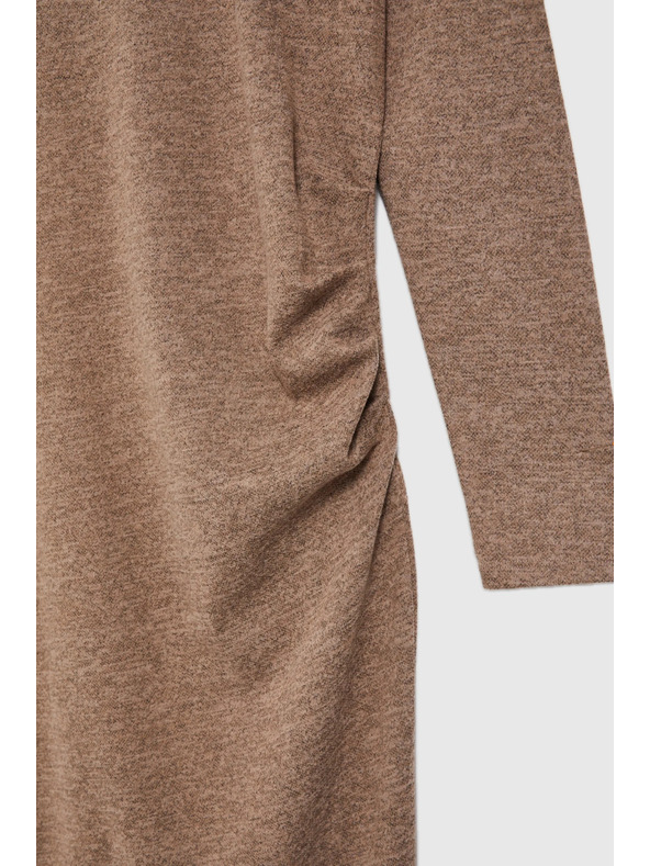 Moodo Smeđe midi haljine s naborima Moodo