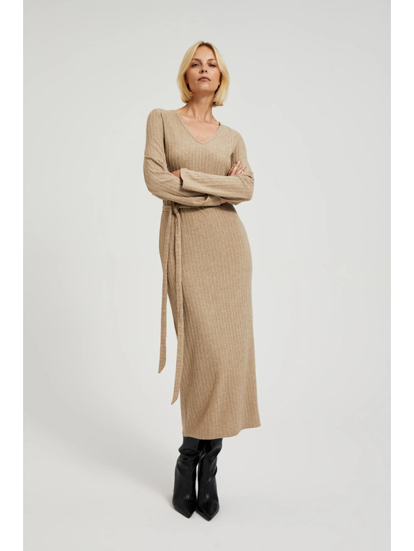 Moodo Rebraste midi haljine bež Moodo