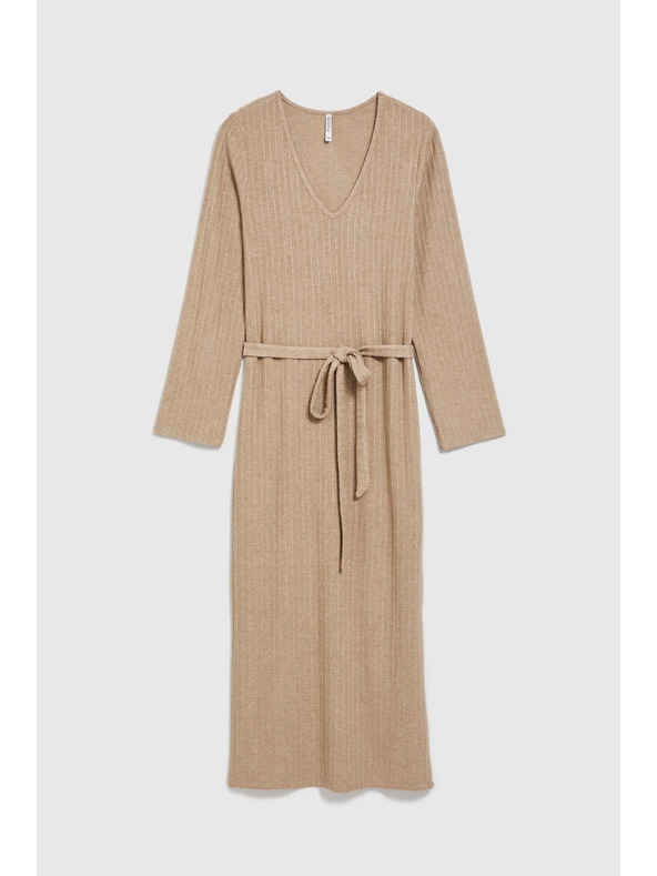 Moodo Rebraste midi haljine bež Moodo