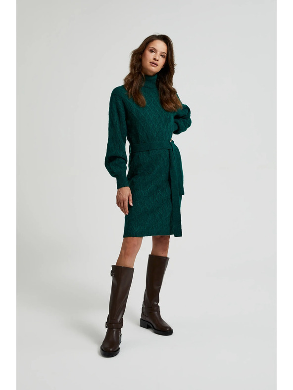 Moodo Zelene pletene haljine s rolkom i napuhnutim rukavima Moodo