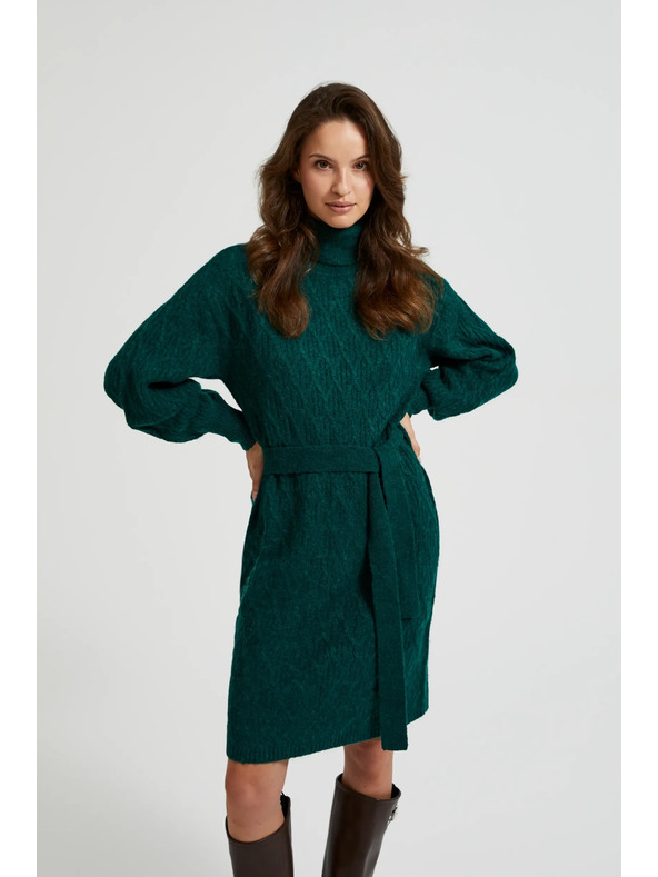 Moodo Zelene pletene haljine s rolkom i napuhnutim rukavima Moodo