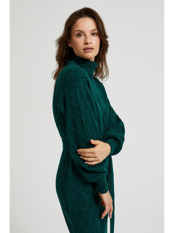 Moodo Zelene pletene haljine s rolkom i napuhnutim rukavima Moodo