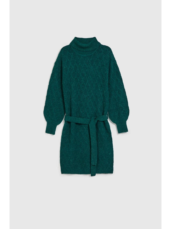 Moodo Zelene pletene haljine s rolkom i napuhnutim rukavima Moodo