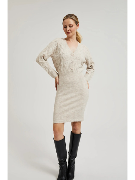 Moodo Pletene bež haljine ukrašene gumbima Moodo