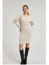 Moodo Pletene bež haljine ukrašene gumbima Moodo