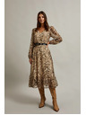 Moodo Bež haljina s napuhnutim rukavima i životinjskim uzorkom Moodo