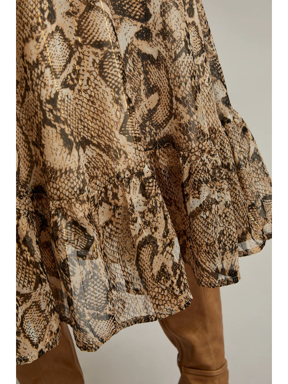 Moodo Bež haljina s napuhnutim rukavima i životinjskim uzorkom Moodo