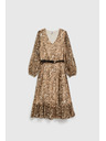 Moodo Bež haljina s napuhnutim rukavima i životinjskim uzorkom Moodo