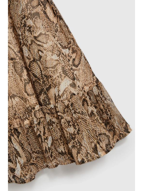 Moodo Bež haljina s napuhnutim rukavima i životinjskim uzorkom Moodo