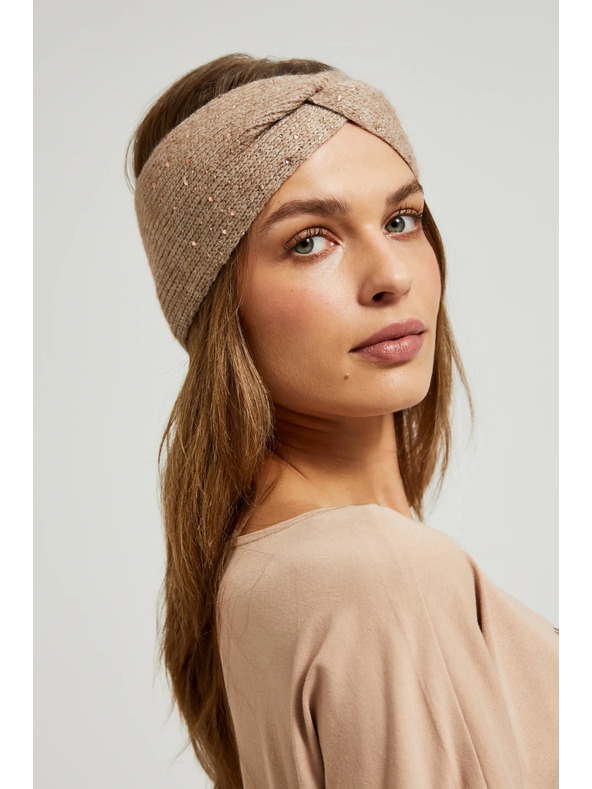 Moodo Traka za glavu ukrašena šljokicama bež Moodo