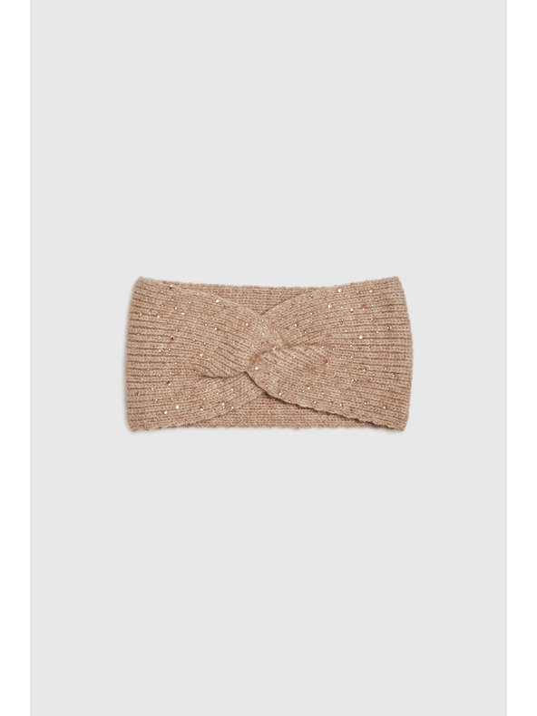 Moodo Traka za glavu ukrašena šljokicama bež Moodo