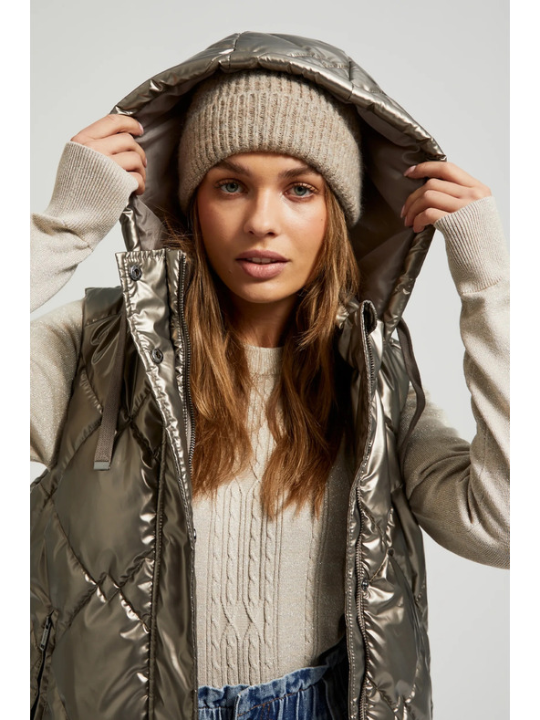 Moodo Prošiveni prsluk s kapuljačom bež Moodo