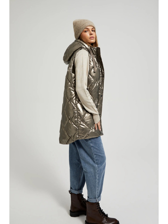 Moodo Prošiveni prsluk s kapuljačom bež Moodo