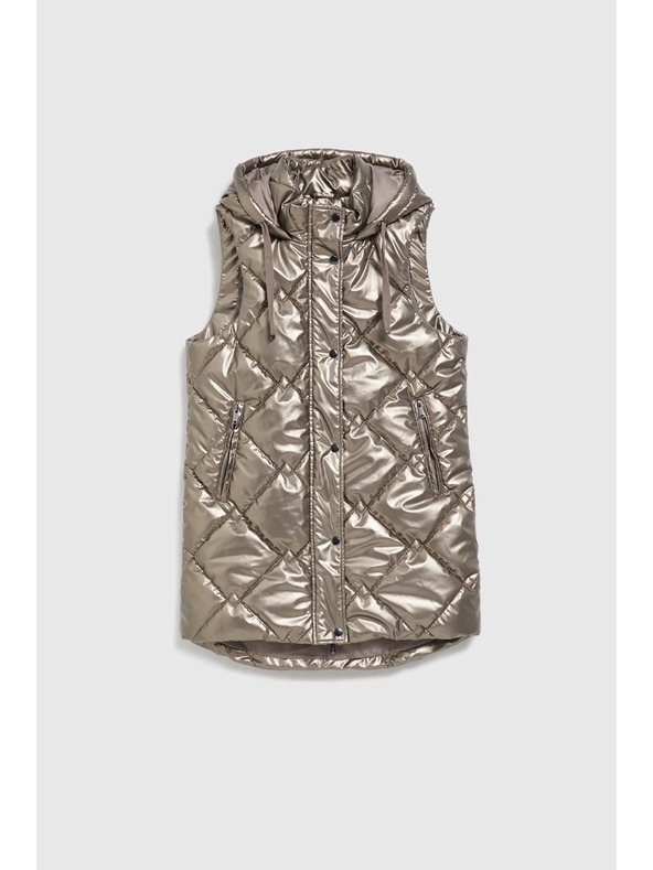 Moodo Prošiveni prsluk s kapuljačom bež Moodo