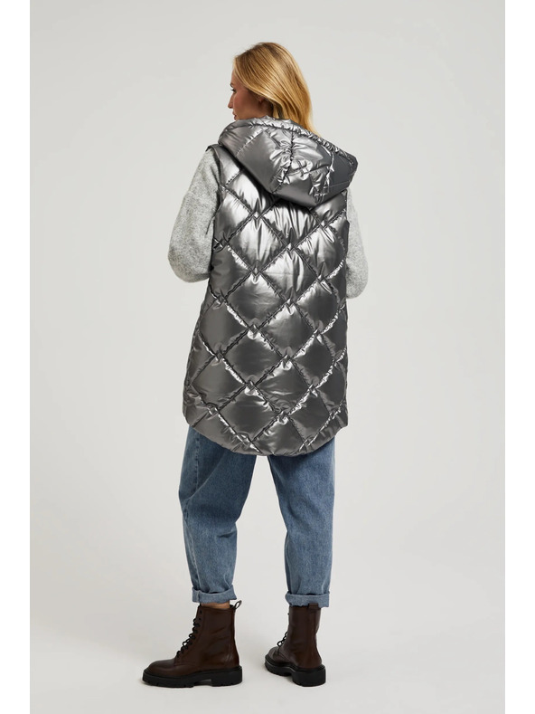 Moodo Prošiveni prsluk s kapuljačom srebrni Moodo