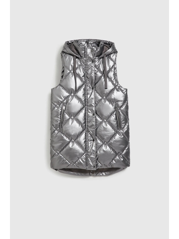 Moodo Prošiveni prsluk s kapuljačom srebrni Moodo