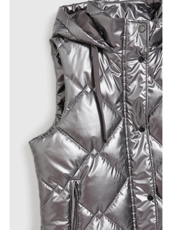 Moodo Prošiveni prsluk s kapuljačom srebrni Moodo