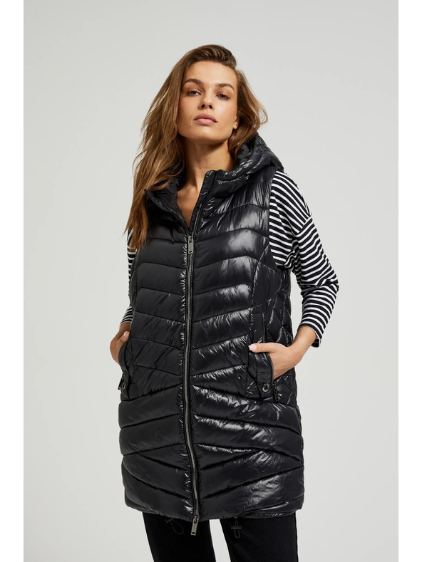 Moodo Prošiveni prsluk na patent crni Moodo